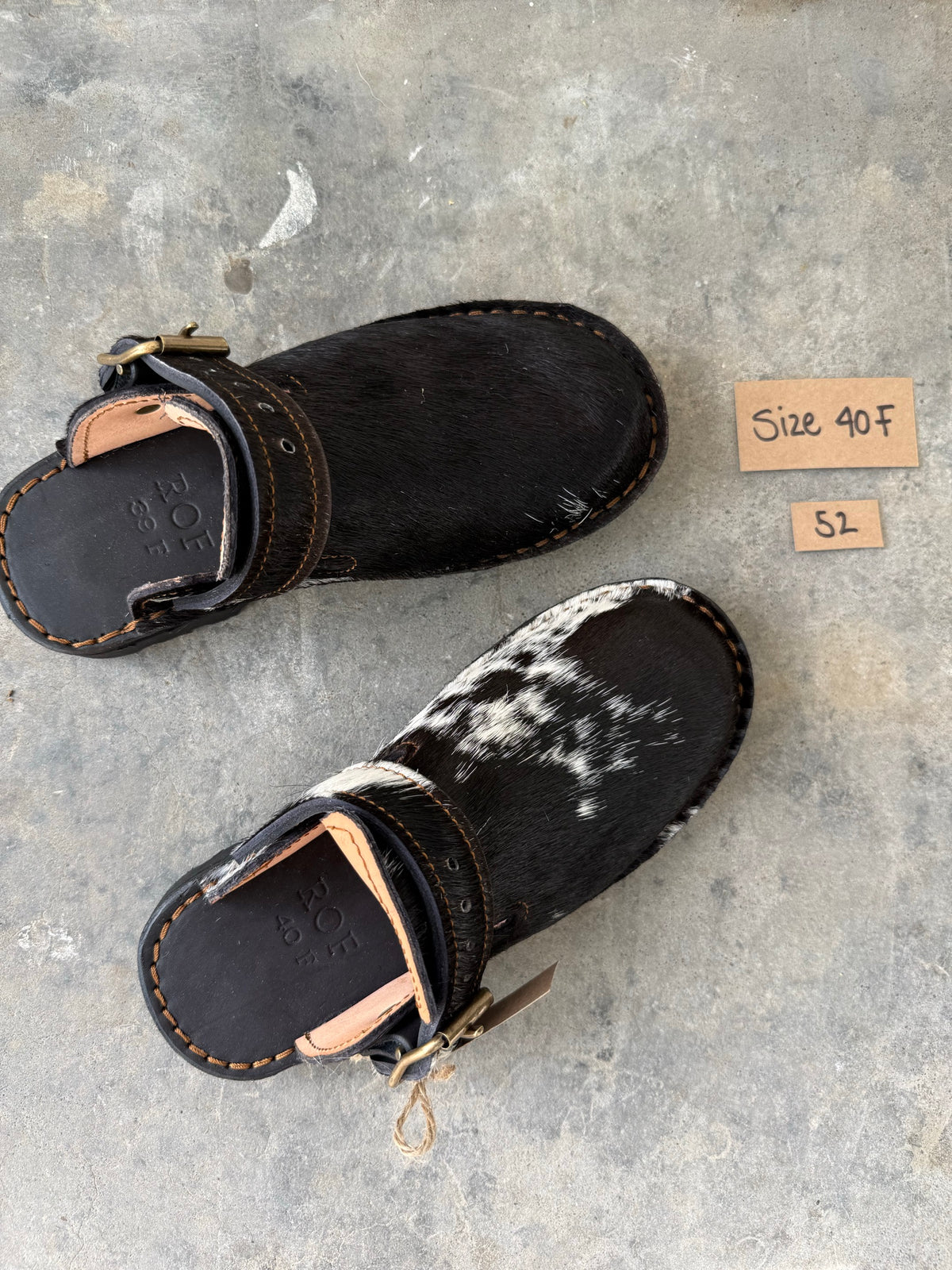 Guni Clog EU 40 Women's — unique Nguni hide pair #52