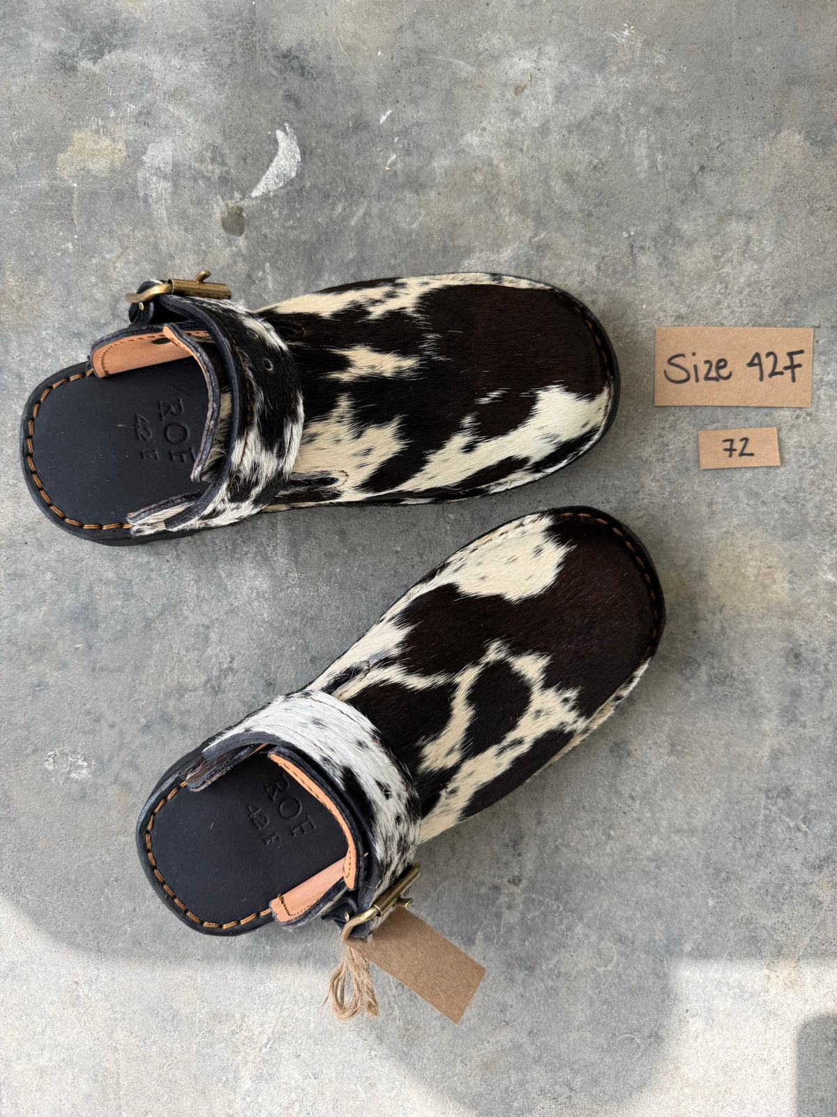 Guni Clog EU 42 Women's — unique Nguni hide pair #72