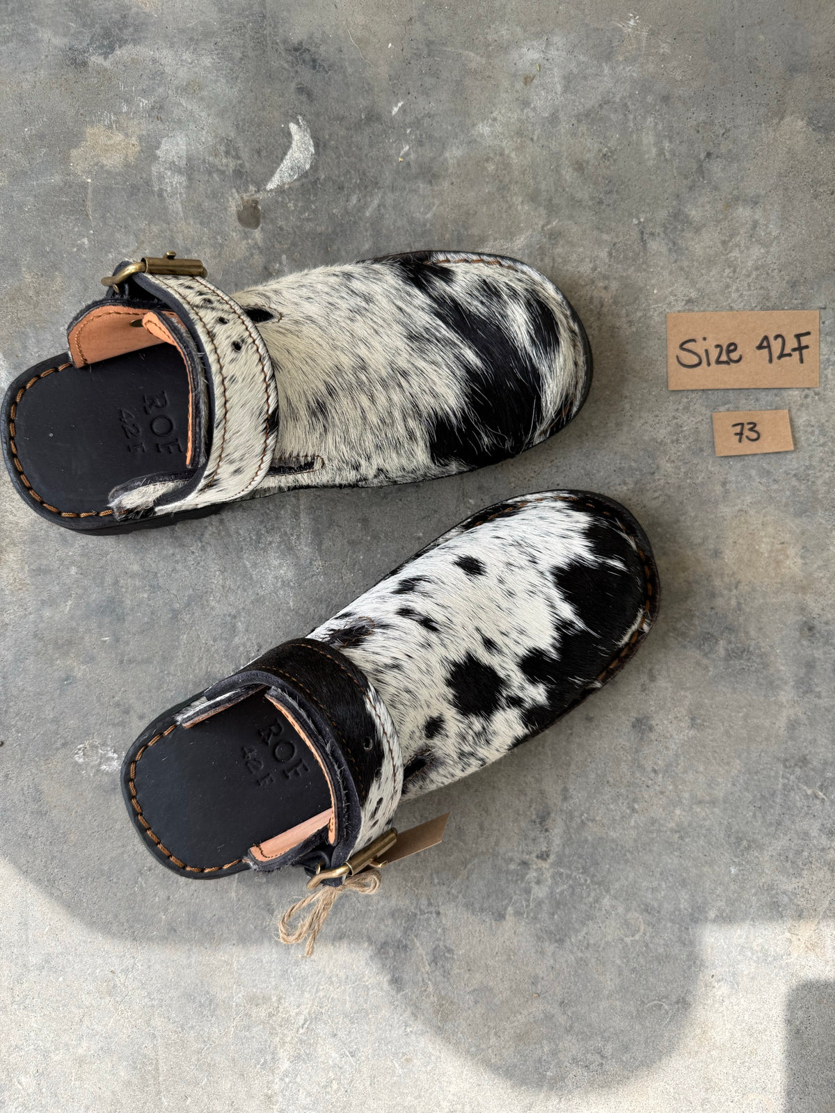 Guni Clog EU 42 Women's — unique Nguni hide pair #73