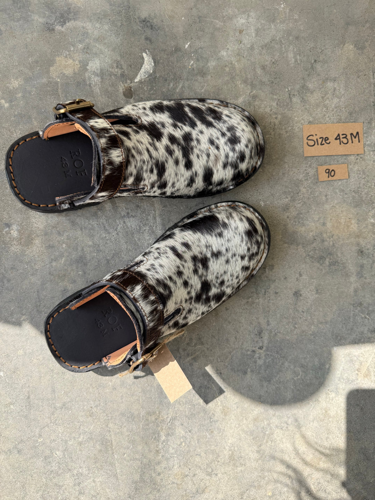 Guni Clog EU 42 Men's — unique Nguni hide pair #90