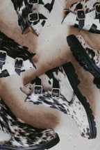 Guni Boots close-up of Nguni hide and buckles
